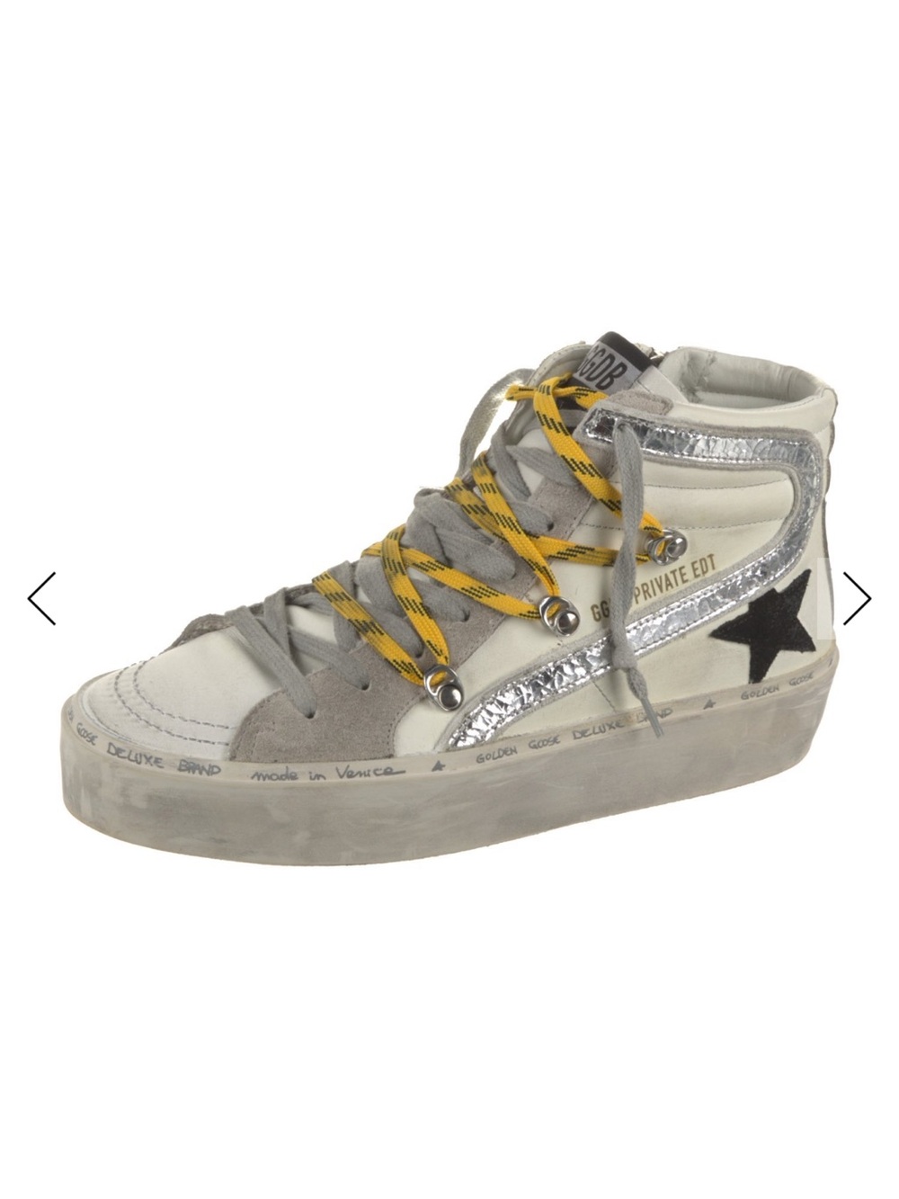 Limited Edition Golden Goose Hi-Slide Platform High-Top Sneaker Yellow Laces